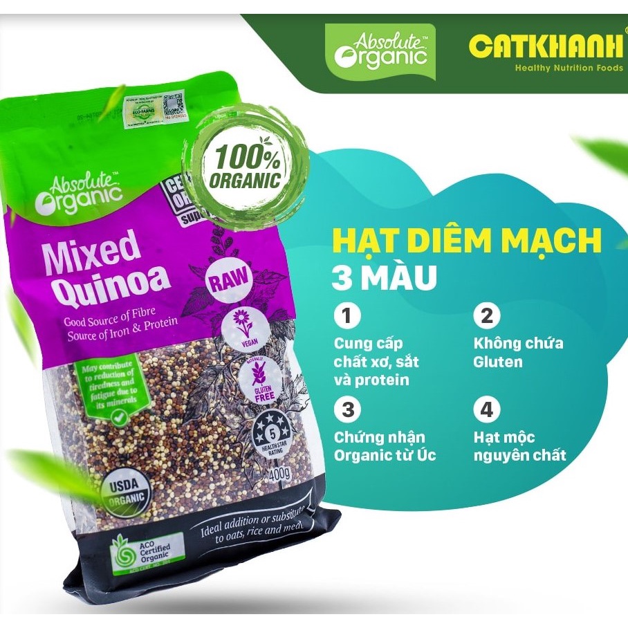 Hạt diêm mạch ba màu hữu cơ Absolute Organic túi 400gr