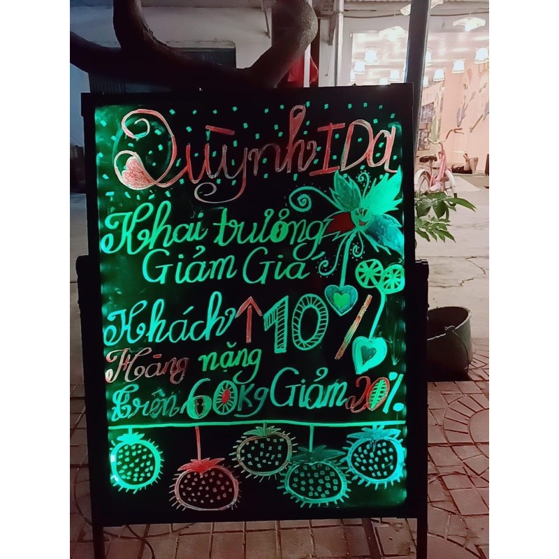 BẢNG ĐÈN LED VIẾT TAY DẠ QUANG KT 60 x 80cm + Hộp bút