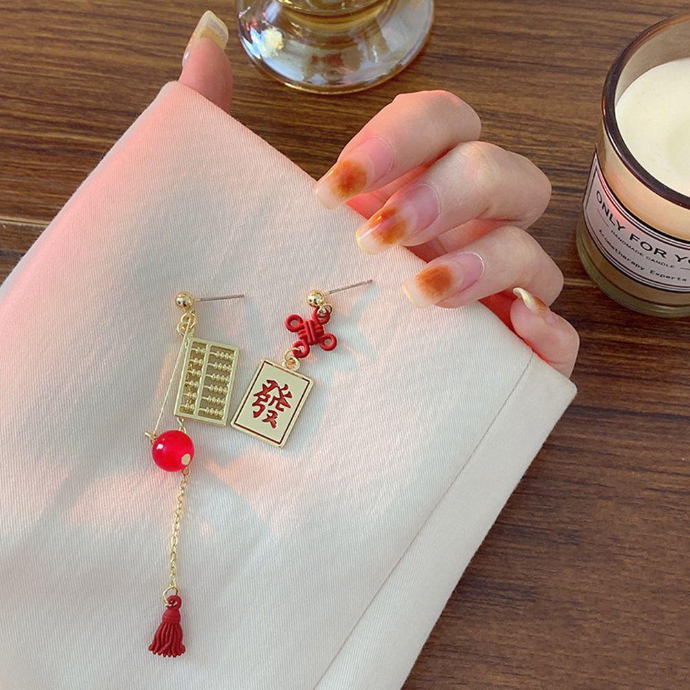 Mocho Khuyên Tai Lủng Lẳng Thắt Nút May Mắn Kiểu Trung Hoa Ngọt Ngào Cho Bạn Gái
