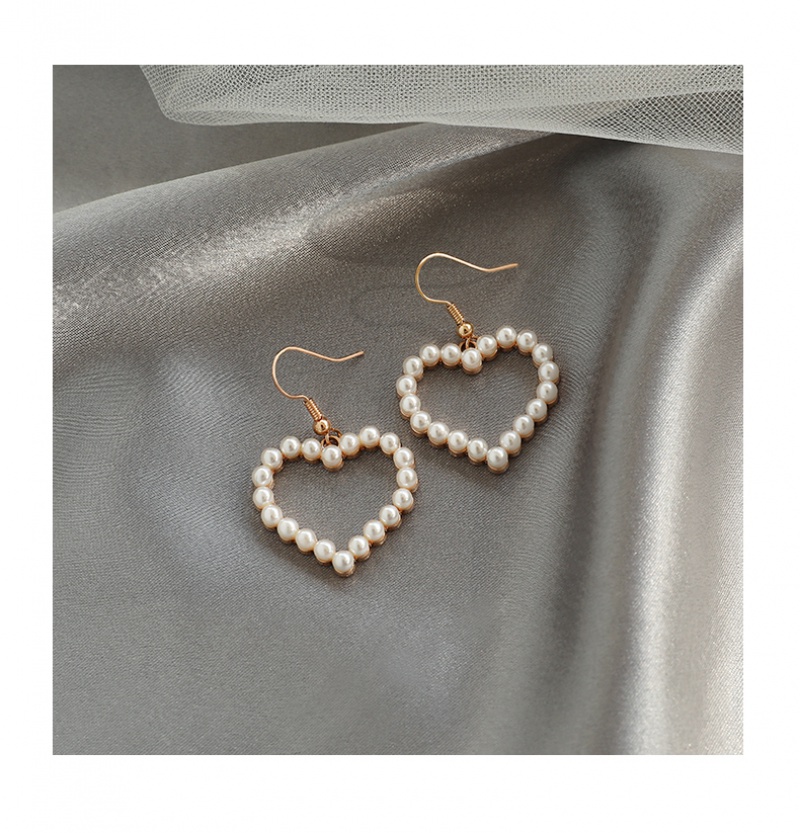 Đôi bông tai hình trái tim đính ngọc trai giả thời trang xinh xắn cho nữ