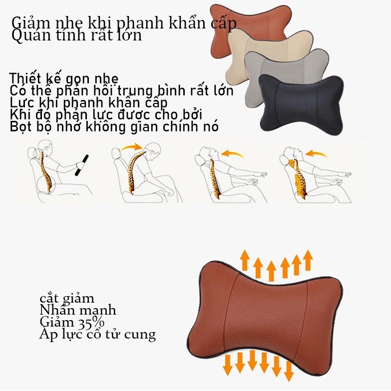 Gối tựa đầu và cổ bọc da PU 25 * 17 cho xe hơi | BigBuy360 - bigbuy360.vn