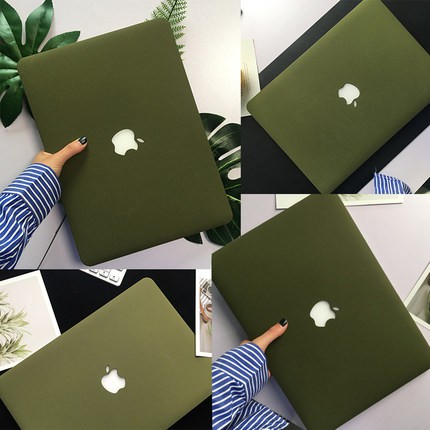 Ốp Macbook Màu Xanh Rêu (Tặng Nút Chống Bụi & Hộp Đựng Tai Nghe)