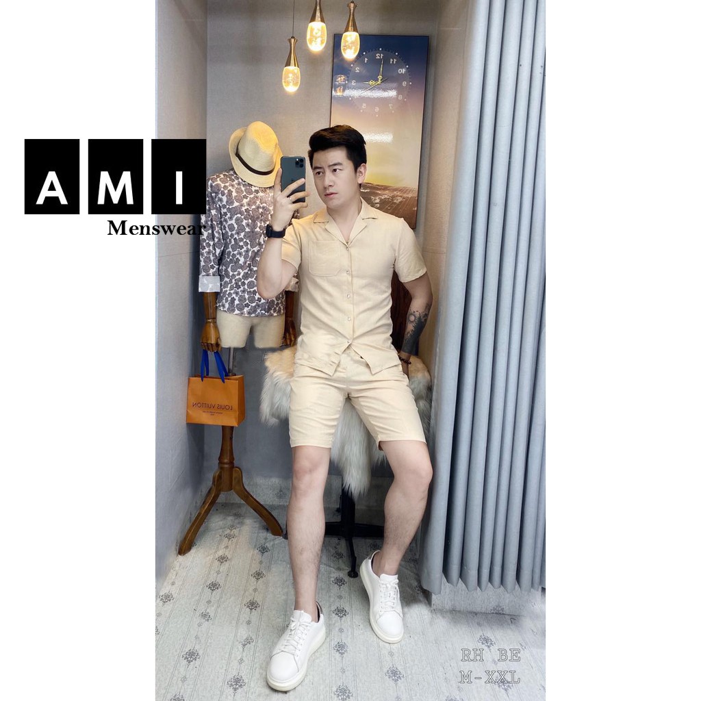 Bộ Đũi Nam Cổ Bẻ, Bộ đũi hè đi biển đi chơi đều đẹp, chất đũi mát thoáng, lên dáng cực đẹp D2 | BigBuy360 - bigbuy360.vn