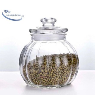 Hũ thủy tinh lọ gia vị 1300ml trái bí nắp thủy tinh tiện ích