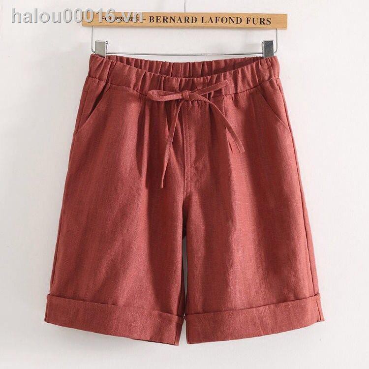 Quần Short Cotton Linen Ống Rộng Phong Cách Hàn Quốc Dành Cho Nữ