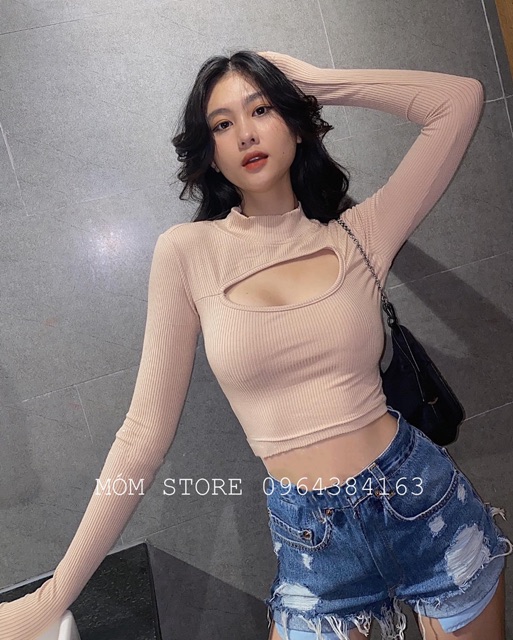 [ 𝐑𝐄̉ 𝐕𝐎̂ Đ𝐈̣𝐂𝐇 ] Áo croptop thun gân tay dài hh.vintage [ẢNH THẬT 100% ]
