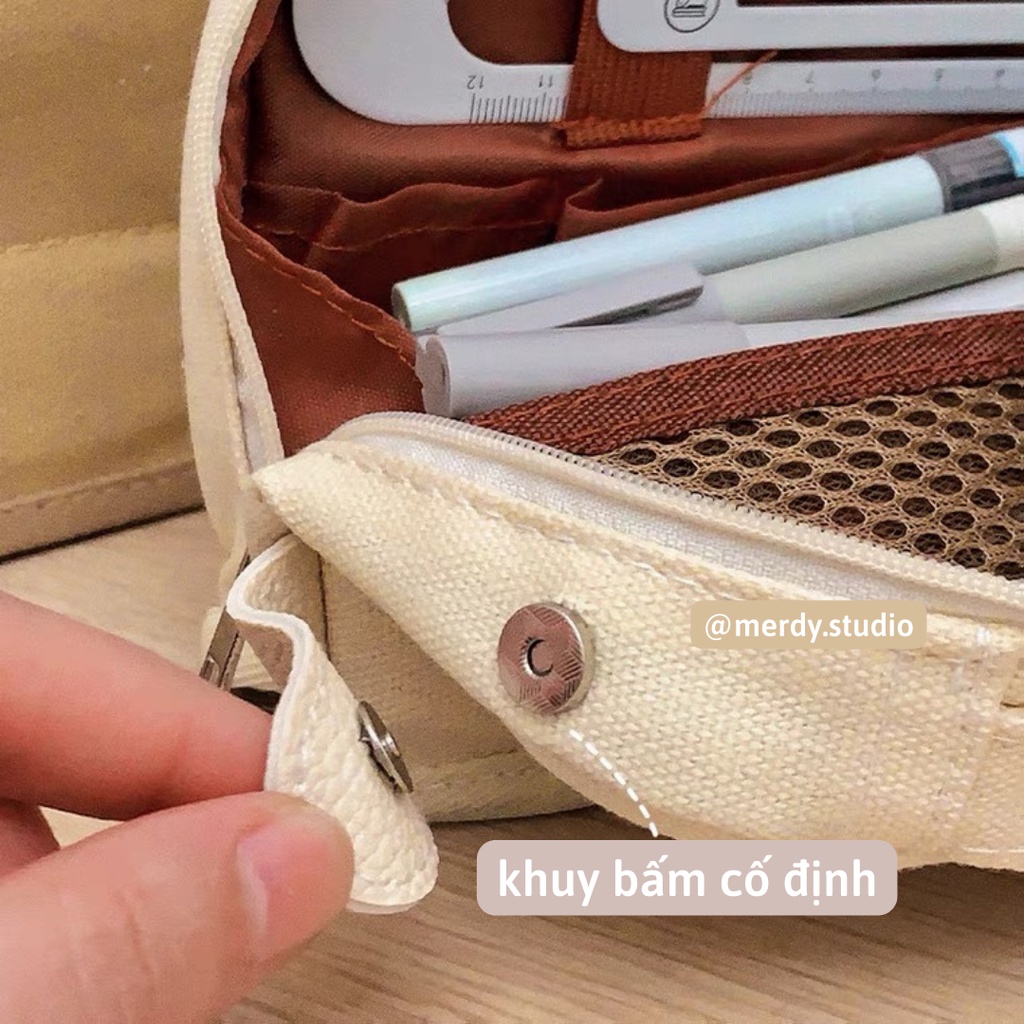 Túi bút vải siêu to có khuy cài cố định