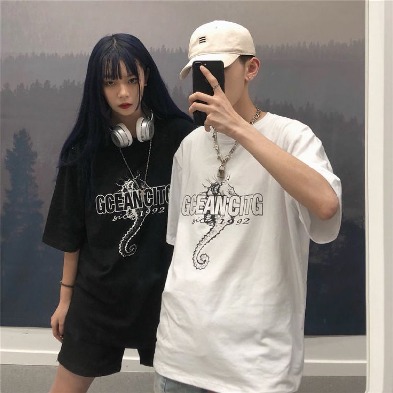 Áo Thun Tay Lỡ Nam Nữ Unisex Form Rộng Ulzzang Cá Ngựa