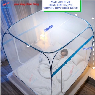 Màn chụp tự bung đỉnh vuông - Mẫu mùng chụp tự bung người lớn chống muỗi gấp gọn tiện dụng