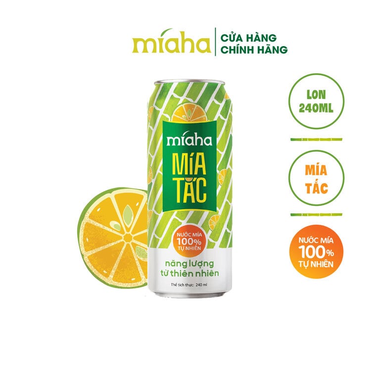 Lon nước mía MÍAHA siêu ngon 240ML/lon