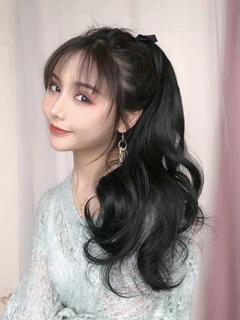Tóc giả cột xoăn gợn nhẹ