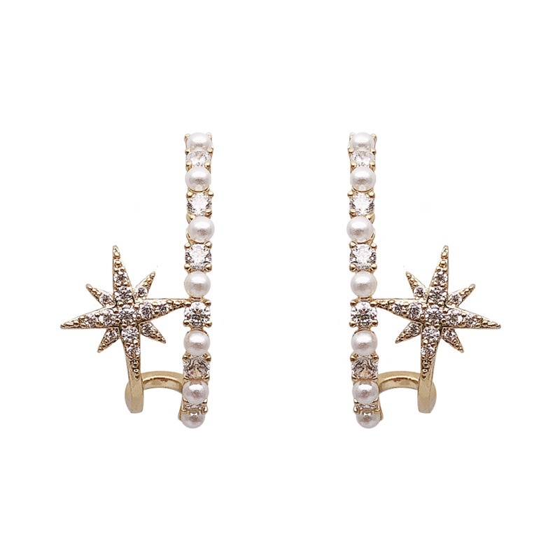 Bông tai 925, bông tai Hàn Quốc, bông tai hình ngôi sao, bông tai nữ sáng bóng cao cấp, bông tai hai lớp