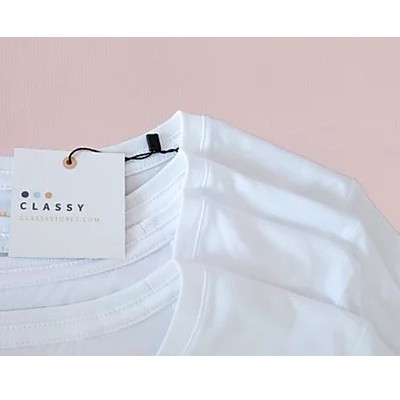 Áo thun Cổ TIM MÀU TRẮNG, 100% Cotton Sang Mịn giải nhiệt mùa hè thấm hút mồ hôi  [A197]