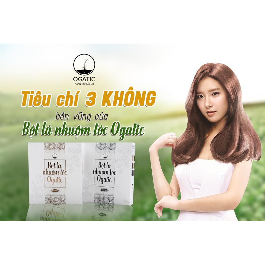 ComBo 2 Hộp Bột Lá Nhuộm Tóc OGATIC  - Nhuộm phủ bạc tóc OGATIC - Hàng Chính Hãng - Từ thảo dược- lá móng,lá chàm