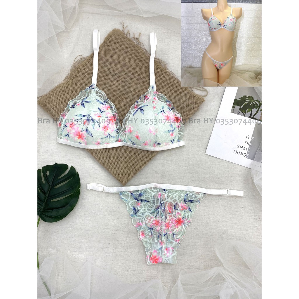 👙 Bra thiết kế sexy 👙 Đồ lót nữ cao cấp họa tiết sang trọng vải ren thoáng khí tốt gồm áo + quần