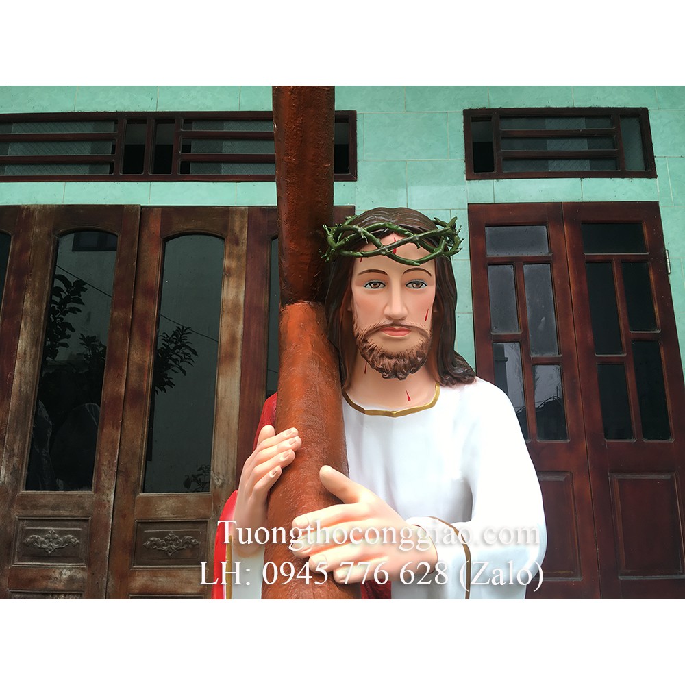 Bộ tượng Kiệu Chúa vác Thập giá mùa Thương 1m6