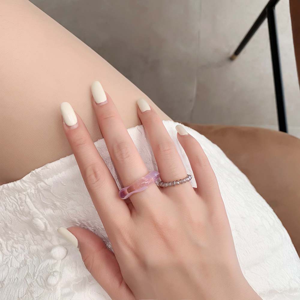 Set 2 Nhẫn Acrylic Trong Suốt Nhiều Màu Sắc Phong Cách Cổ Điển Thời Trang Cho Nữ
