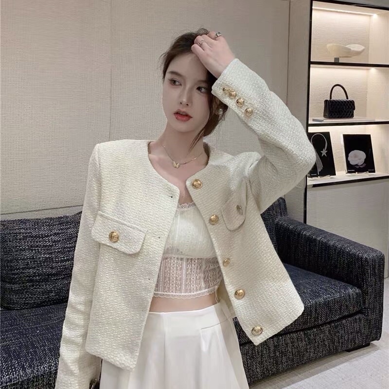 Áo dạ tweed cổ tròn thu đông dày dặn sang chảnh Hàn quốc(kèm ảnh thật) | BigBuy360 - bigbuy360.vn