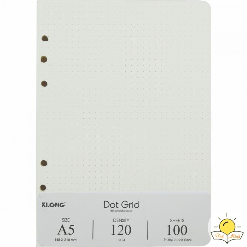 Ruột sổ còng giấy chấm tròn Dot Grid A5 100 tờ Klong, giấy sổ còng Klong MS 997