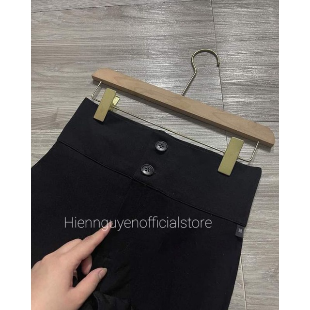 Quần Ống Loe Cạp Hai Khuy Nữ[FREESHIP ] Cullotes ống loe màu đen lưng cao dáng dài