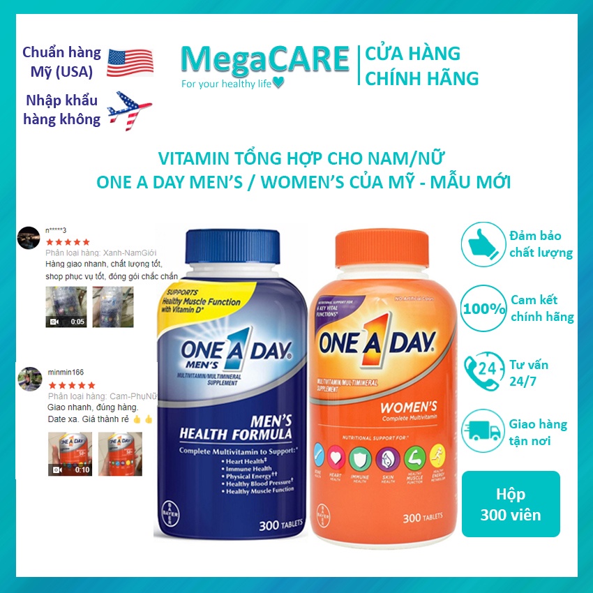 Viên uống Tổng hợp Vitamin cho Nam Nữ One A Day Men's Women's của Mỹ 300 Viên - Mẫu mới