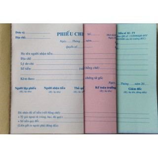 Phiếu chi 3 liên " 13x19"cm