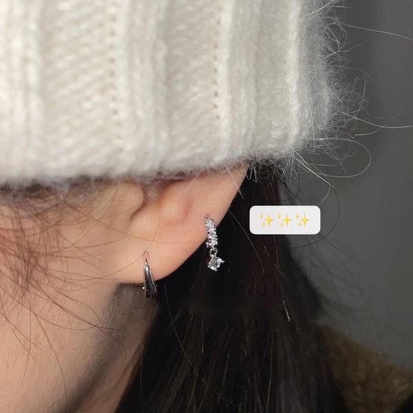 Bông Tai Đính Đá zircon Phong Cách Harajuku Đường Phố Cá Tính Cho Nam Nữ