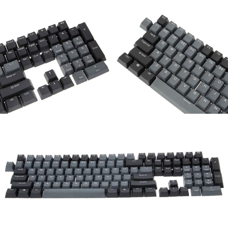 WINGO♥Dolch Black Gray Mixed Thick PBT 108 Keycaps OEM Cherry Profile ANSI Layout Bi-Color Injection Over Molding Keycap