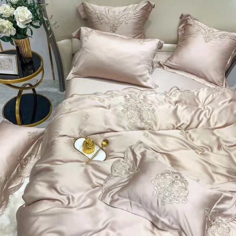 Bộ Chăn Ga Tencel silk Thêu Hoàng Gia 120s siêu cấp