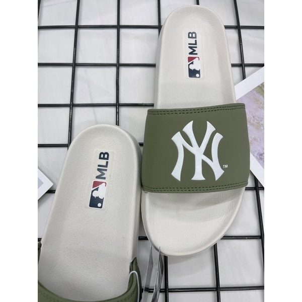 DÉP NY MLB NỘI ĐỊA HÀN TRẮNG XANH RÊU LOGO  - MLB CHÍNH HÃNG UNISEX NAM NỮ  - CÓ BILL MUA HÀNG