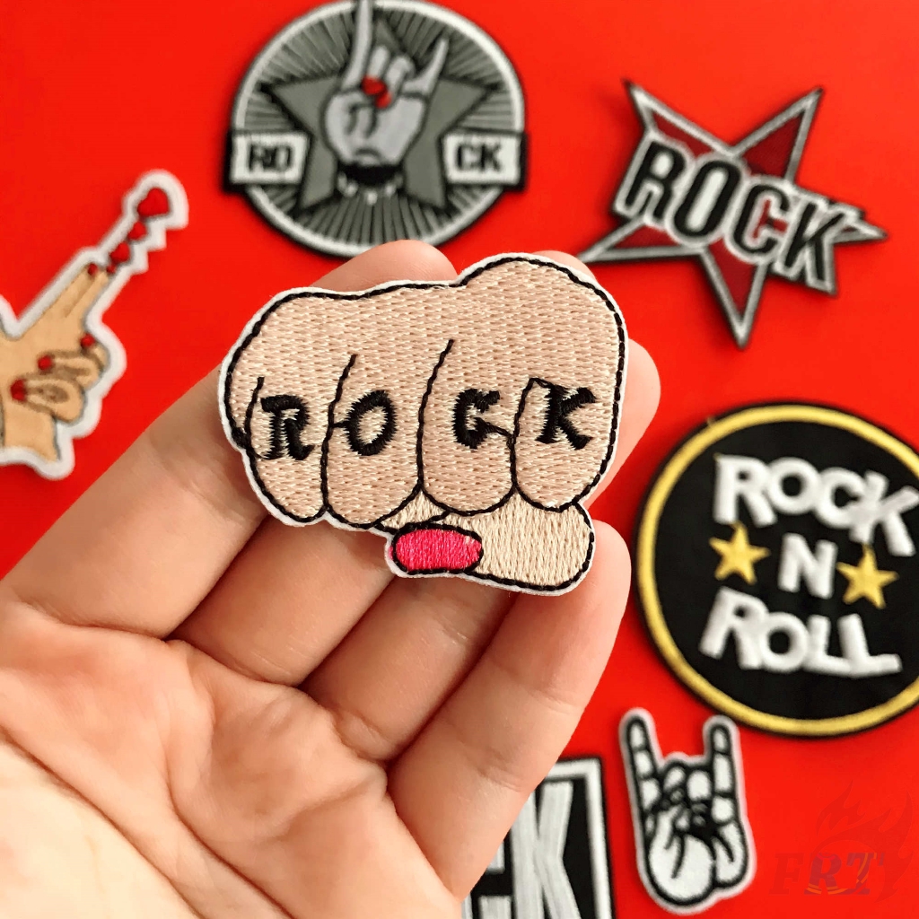 Miếng vá ủi thêu trang trí quần áo thiết kế Rock &amp; Roll
