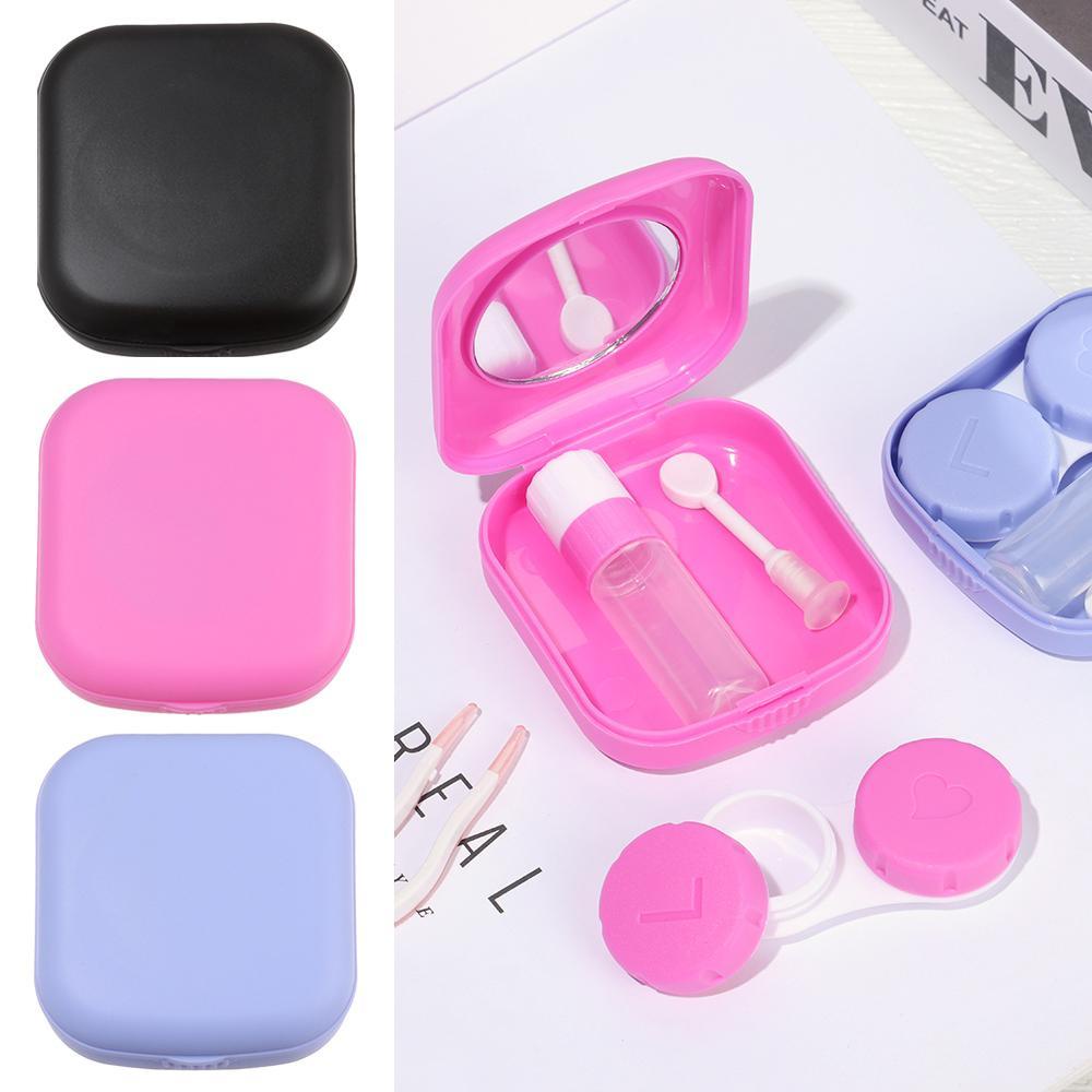 LEILY Hộp Đựng Kính Áp Tròng Mini Hình Vuông Nhiều Màu Sắc