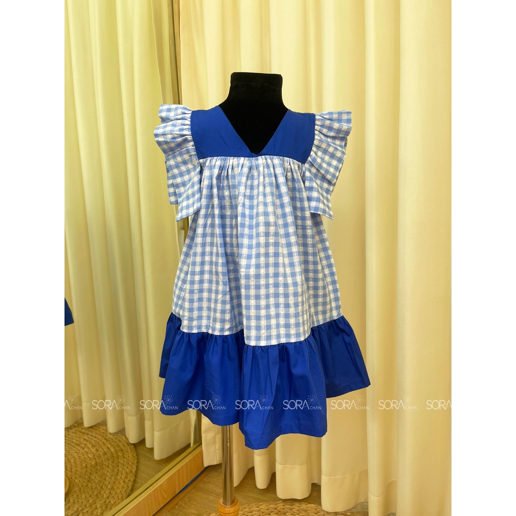 Đầm Cổ V BabyDoll Nút Bọc Cho Bé Gái 9kg-46kg SoraChan - M148,M149,M150,M151