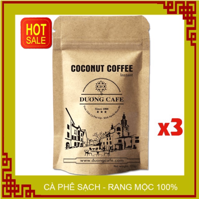 [COMBO 3 gói] Cà phê Dừa - RANG XAY NGUYÊN CHẤT - thơm ngon béo ngậy-gói 120g- Dương Cafe | BigBuy360 - bigbuy360.vn