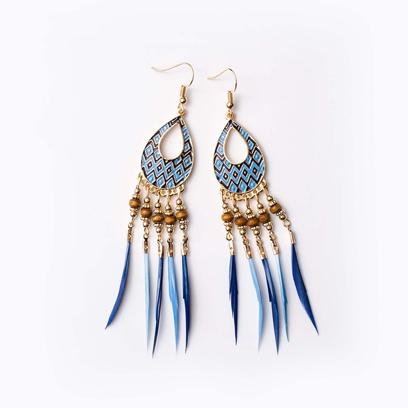 Bohemian Ethnic Style Earrings Feather Tassel Earrings Earrings Ladies Vintage Alloy Jewelry