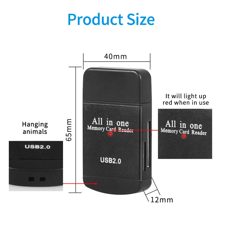 Đầu đọc thẻ nhớ HdoorLink USB 2.0 tốc độ cao 4 trong 1 SD TF T-Flash | BigBuy360 - bigbuy360.vn