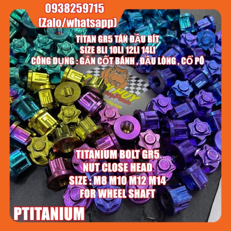 Ốc titan gr5 tán bít 7li 8li 10li 12li 14li bắt cốt bánh đĩa tải