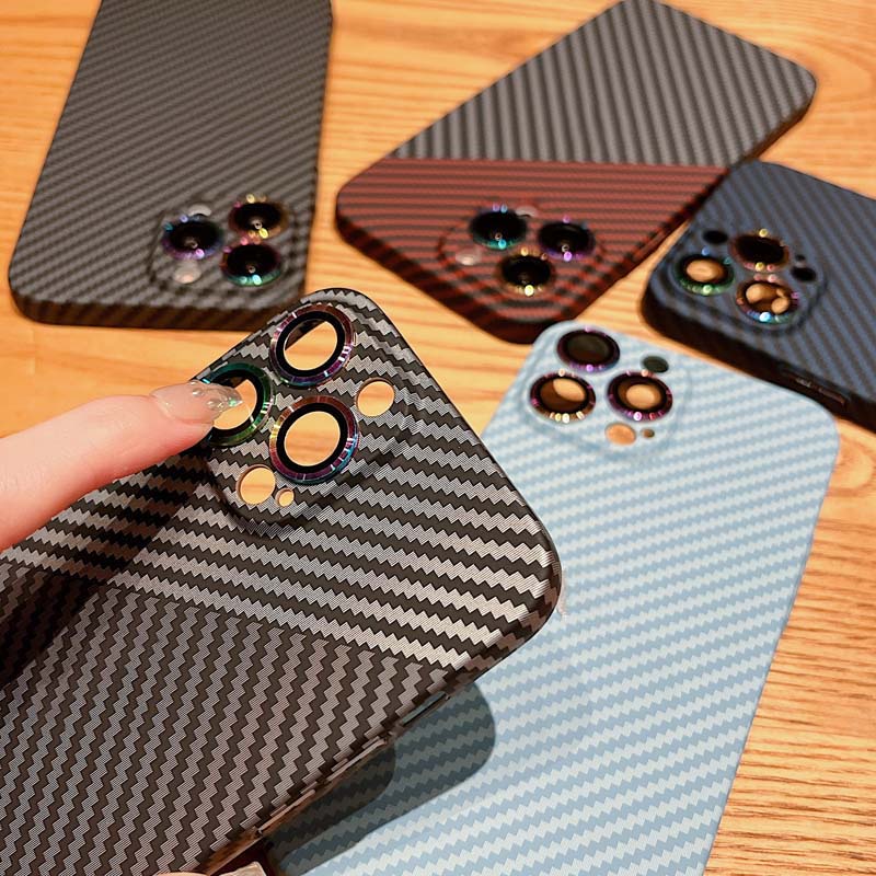 Ốp Điện Thoại PC Siêu Mỏng Phối Sợi Carbon Tản Nhiệt Cho iPhone 13 12 11 Pro Max