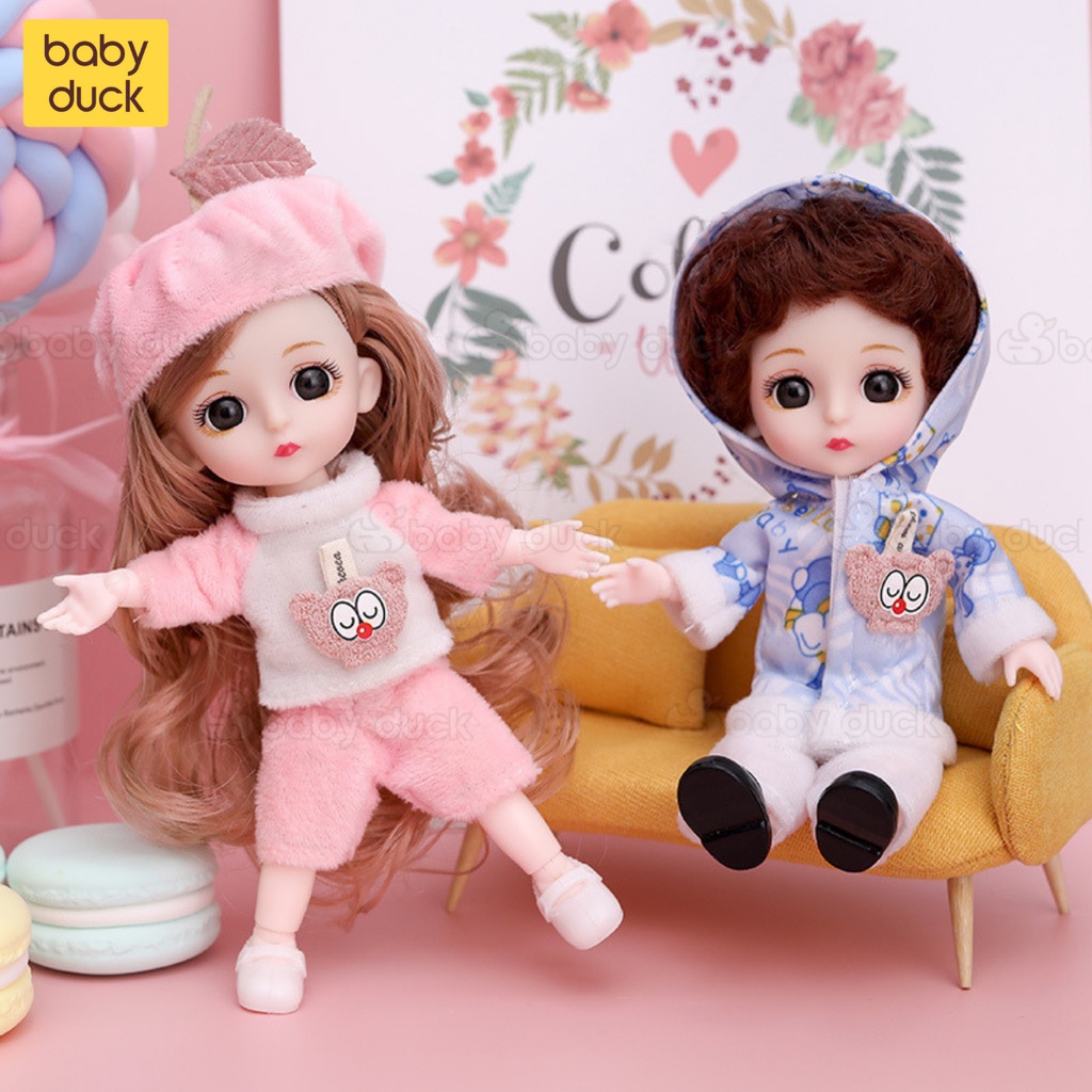 Búp bê cho bé gái dài 17cm cực kì dễ thương, đồ chơi búp bê barbie trẻ em