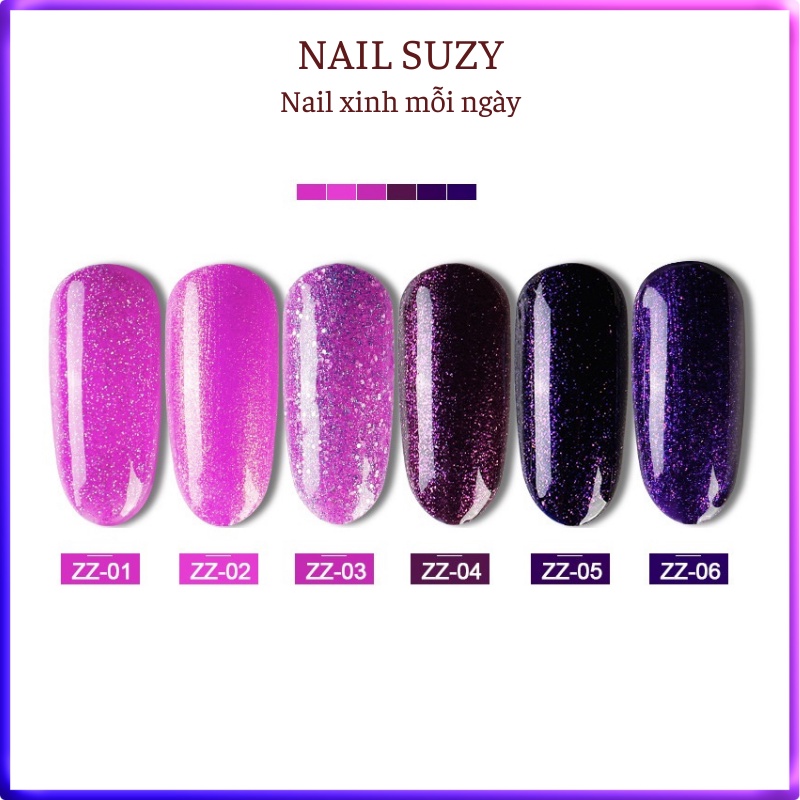 Sơn gel AS sơn nail sơn móng tay gel dùng máy hơ gel tone tím hoa cà tím huế NAIL SUZY mã ZX 15ml