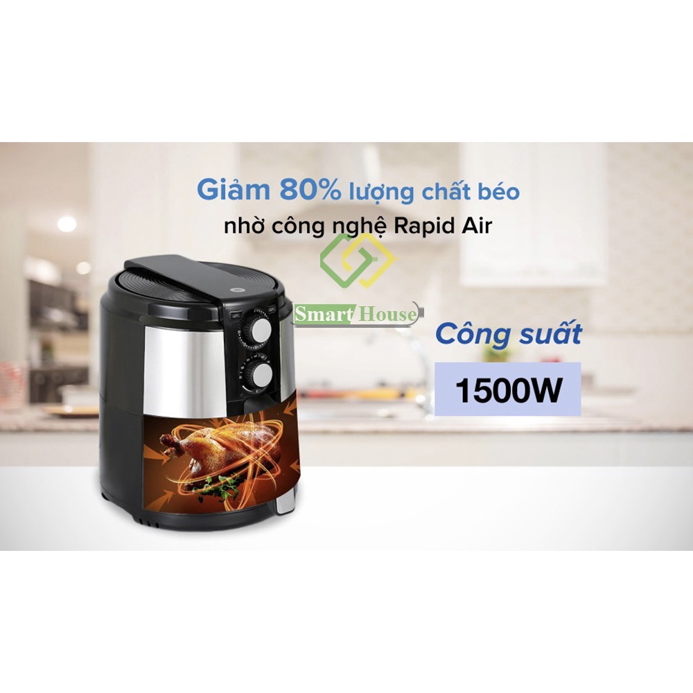 Nồi Chiên Không Dầu 5L Mishio MK220 Vỏ Inox - Smart House