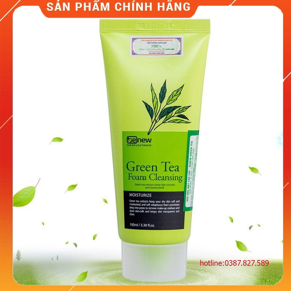 Hàng Chính Hãng -Sữa Rửa Mặt Trà Xanh Sạch Nhờn Green Tea Foam Cleanser Benew Hàn quốc 100ml