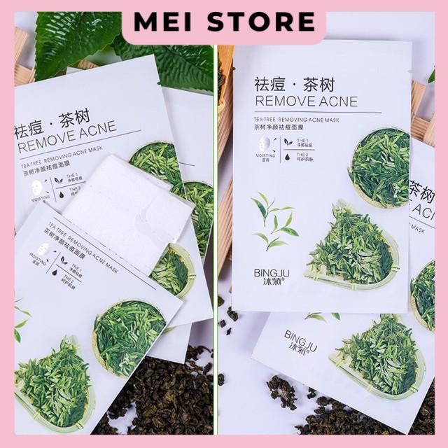 Mặt Nạ Trà Xanh lành mụn BingJu TeaTree Removing Acne Mask