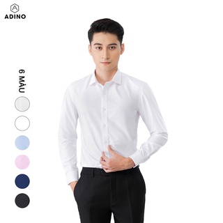 Áo sơ mi trắng nam dài tay ADINO vải nến lụa sợi sồi modal dáng công sở slimfit hơi ôm trẻ trung S300-S306