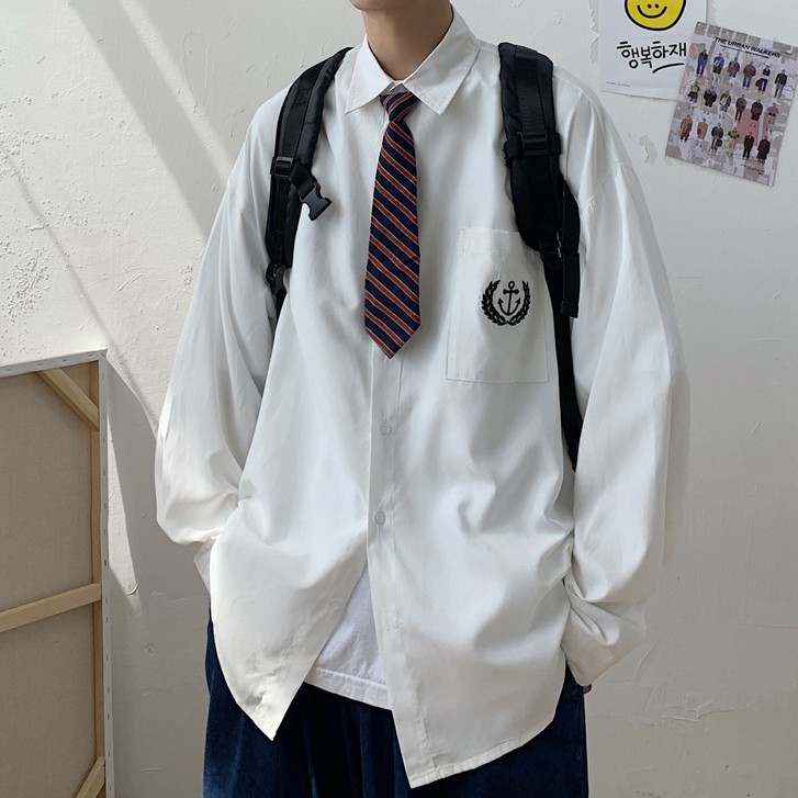 Áo sơ mi tay dài dáng rộng thời trang unisex simple bigsize thời trang phong cách Hàn Quốc