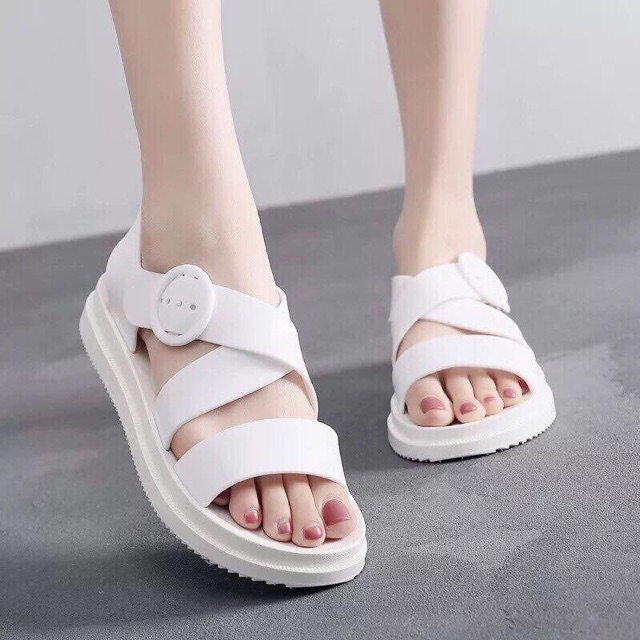 Sandal nữ quai chéo, sandal cao su nữ chống nước êm chân
