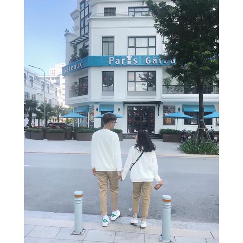 Áo sweater trắng form rộng bigsize giấu quần Hàn Xẻng