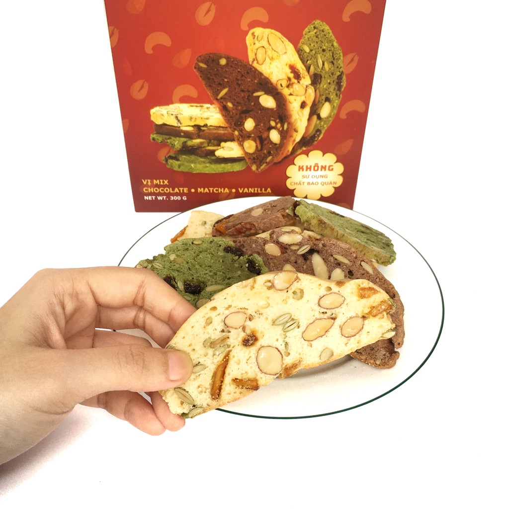 Bánh Biscotti mix 3 vị - Bánh ăn kiêng không đường 2Bros - Dành cho người ăn kiêng, giảm cân, tiểu đường.