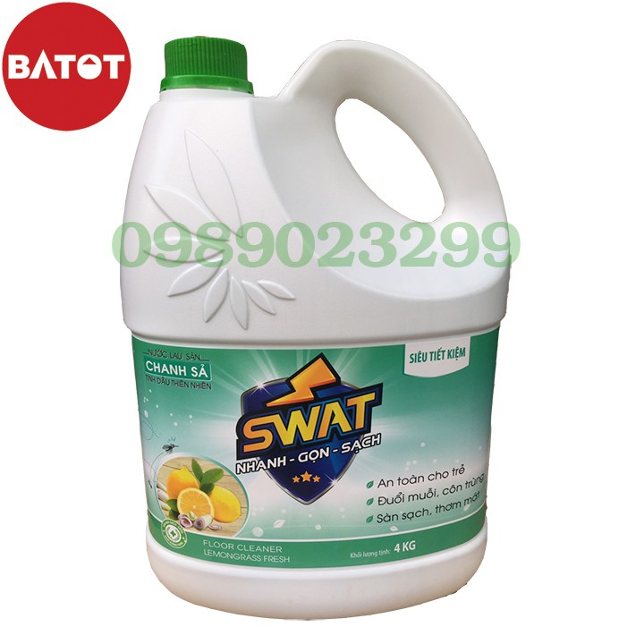 Nước Lau Sàn Swat Hương Chanh Sả can 4kg