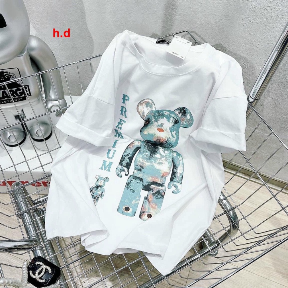 Áo thun tay lỡ cổ tròn gấu Bearbrick Premium hot trend summer 2022 unisex basic dáng oversize nam nư cotton